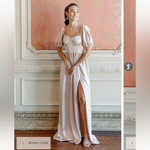 Revelry Bridesmaids Dress Isabella Satin Dress Gold Champagne